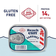 Cá trích ngâm dầu hiệu Beach Cliff Sardines Soybean Oil - Hộp 106g