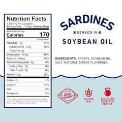 Cá trích ngâm dầu hiệu Beach Cliff Sardines Soybean Oil - Hộp 106g