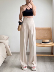 Quần ống suông nữ xếp li cạp liền lưng cao chất liệu cao cấp không nhăn phù hợp công sở học sinh QT28