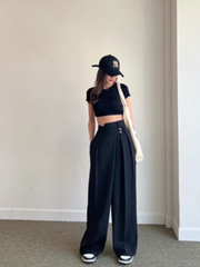 Quần xuông nữ khuy lệch QT40