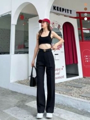Quần xuông ống rộng cạp cao ống đứng không kèm belt 6 màu sắc cho bạn lựa chọn QT65