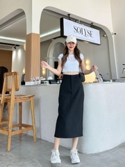 Chân váy midi chữ A xẻ sau CV11