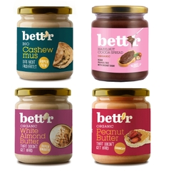 Bơ cacao hạt phỉ/ hạt điều/ hạnh nhân/ đậu phộng hữu cơ Bett'r 250gr