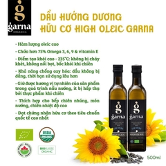 Dầu hướng dương hữu cơ Garna 500ml - Organic Sunflower Oil ( high oleic )