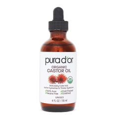 Dầu thầu dầu hữu cơ PURA D’OR dưỡng da, dày mi, dày tóc Organic Castor Oil 118ml