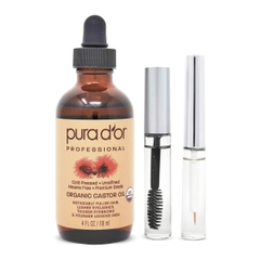 Dầu thầu dầu hữu cơ PURA D’OR dưỡng da, dày mi, dày tóc Organic Castor Oil 118ml