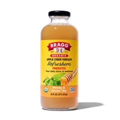 Nước uống Giấm táo hữu cơ Refreshers BRAGG Mật Ong Và Trà Xanh 473ml Organic Apple Cider Vinegar Refresher Honey & Green Tea