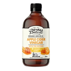Giấm táo mật ong hữu cơ Barnes Naturals (có giấm cái) 500ml - Organic Apple Cider Vinegar (with mother) & Honey