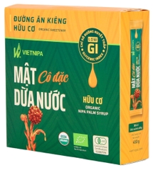 Mật Dừa Nước Cô Đặc Hữu Cơ VIETNIPA Hộp 30 Gói X 15g Organic Concentrated Coconut Honey