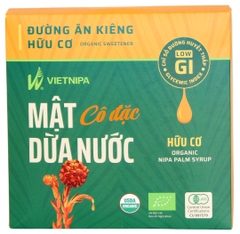 Mật Dừa Nước Cô Đặc Hữu Cơ VIETNIPA Hộp 30 Gói X 15g Organic Concentrated Coconut Honey