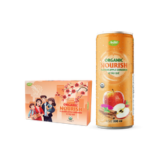 Lốc 6 lon Nước Nourish Hữu Cơ Vị Táo Quế ANBIO 330ml Organic Nourish Flavour Apple Cinnamon
