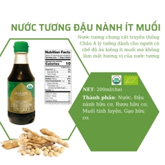 Nước tương đậu nành ít muối hữu cơ Asian Organics 200ml