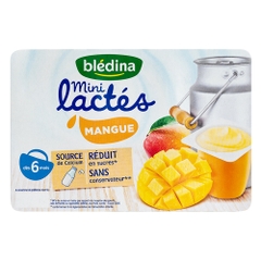 Lốc 6 Hũ Sữa Chua Nguội BLEDINA Lactes Pháp Vị Xoài Cho Bé Ăn Dặm từ 6 tháng 6x55gr