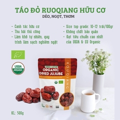 Táo đỏ hữu cơ Rouqiang Green Nature 500gr Organic Dried Ruoqiang Jujube