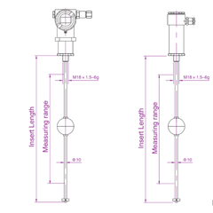 Đồng hồ đo mức chất lỏng từ giảo chống nhiễu RF UHF-C Vacorda và cảm biến mức từ giảo (Vacorda UHF-C Anti-RF Magnetostrictive Liquid Level Gauge and Magnetostrictive Level Sensor)