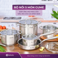 Bộ nồi chảo quánh inox cao cấp 5 món Gume GMPPS-2201