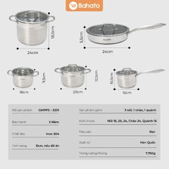 Bộ nồi chảo quánh inox cao cấp 5 món Gume GMPPS-2201