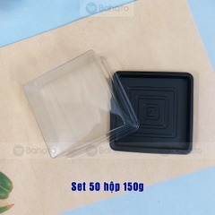 Hộp nhựa đế đen nắp trong 150g (7.7 x 7.7 x 4.5 cm)