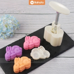Khuôn bánh trung thu lò xo 50g 1 mặt thỏ ngọc hoa