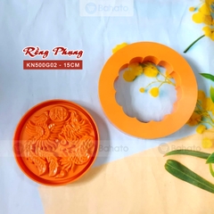 Khuôn bánh trung thu nhận 500g tròn rồng phụng KN500G02