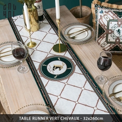 KHĂN TRẢI BÀN - TABLE RUNNER VERT CHEVAUX 2M6