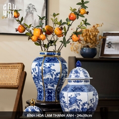 BÌNH HOA SỨ TRÁNG MEN LAM THANH ANH