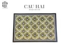THẢM CỬA DA 60X90 - OLIVE GREEN PETALS - DOOR MAT