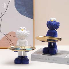 TƯỢNG KAWS CẰM KHAY BẢN DENIM - WHITE