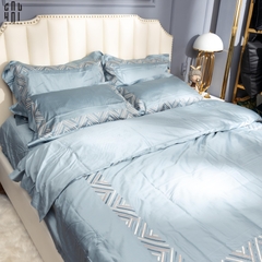 EATON BLUE PREMIUM SILK BEDDING SET