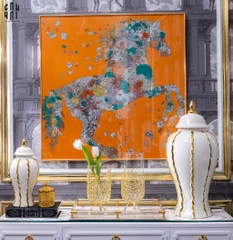 TRANH KHĂN LỤA CAO CẤP FLEURS DE CHEVAL 90X90CM