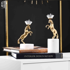 HOME COUTURE - SET 2 TƯỢNG NGỰA ROYAL HORSE BLUE QUARTZ