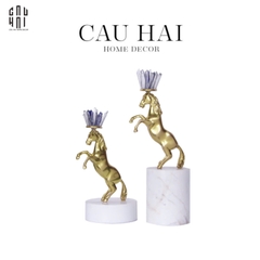HOME COUTURE - SET 2 TƯỢNG NGỰA ROYAL HORSE BLUE QUARTZ