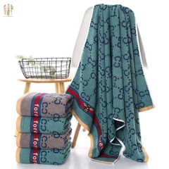 SET KHĂN TẮM 75x140 & 34x74 5 SAO -  ZERO MONARCH - VERT & BLEU MARINE