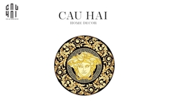 THẢM TRÒN TRẢI SÀN - ROUND CARPET - D80 VERS BLACK AND GOLD BAROQUE - MEDUSA FASCINATION