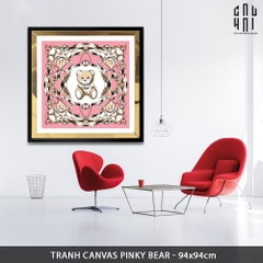 TRANH CANVAS PINKY BEAR 94X94CM - VIỀN GỖ CÓ KÍNH