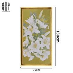 TRANH CANVAS HOA LY TRẮNG 70X130 CM - KHUNG CỔ ĐIỂN - WHITE LILY 70X130 CM