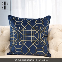 VỎ GỐI SOFA NHUNG CHRISTINE - BLUE 45X45CM