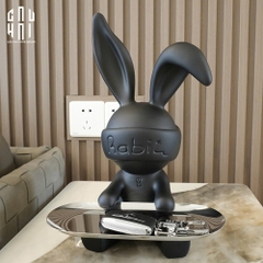 TƯỢNG TRANG TRÍ COMPOSITE MODERN BLACK DISK BUNNY SS25