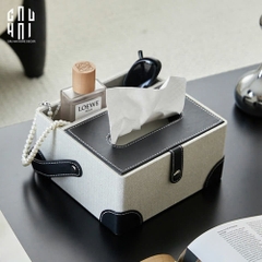 HỘP KHĂN GIẤY DA HANDY BLACK EVELYN