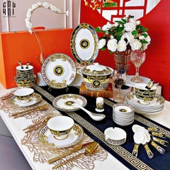 MAISON DE LUXE - SET CHÉN DĨA BLACK BAROQUE FRAME MEDUSA HEAD 48PCS SS25