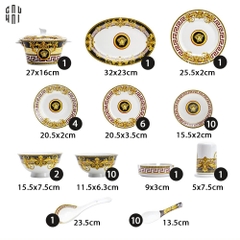 MAISON DE LUXE - SET CHÉN DĨA BLACK BAROQUE FRAME MEDUSA HEAD 48PCS SS25