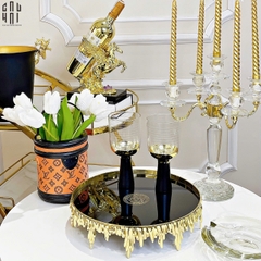 HOME COUTURE -  MELTED GOLD TRAY -  BLACK MIRROR MEDUSA SS25 - KHA MSF