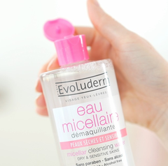 Tẩy Trang Evoluderm Micellar Cleansing Water for Dry & Sensitive Skin (Hồng)