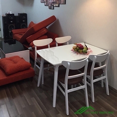 Bàn ăn mango trắng 4 ghế - BA 13