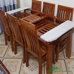 Bàn ăn 6 ghế gỗ sồi nga màu cánh gián - BA 04