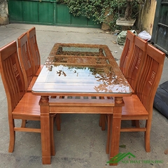 Bàn ăn 6 ghế gỗ sồi nga màu cánh gián - BA 04