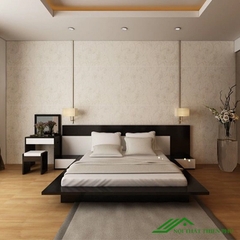 Bộ Giường Gỗ Đẹp Kiểu Nhật Đầu Tràn 1m6 - GN 59