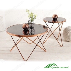 Bàn trà sofa mặt kính chân chéo - BT 07