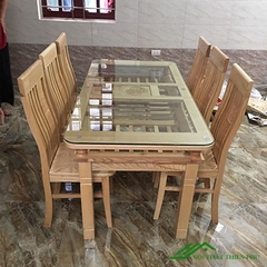 Bàn ăn 6 ghế gỗ sồi nga màu sáng - BA 03