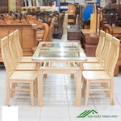 Bàn ăn 6 ghế gỗ sồi nga màu sáng - BA 03